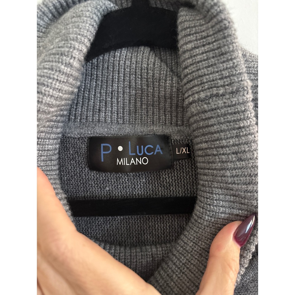 Patrizia Luca Milano Colorblock Turtleneck Poncho Sweater L XL - Picture 4 of 5